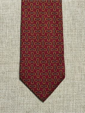Vintage Tie Rack Beaufort Silk Tie Equestrian Stirrup Made Italy 3.5”